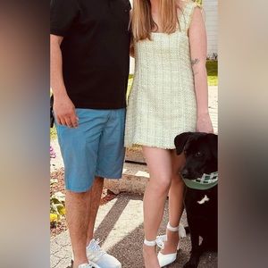 House of Harlow lime green tweed dress